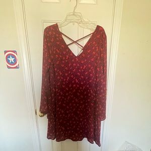Copper Key - Maroon dress w/ floral pattern - size Large